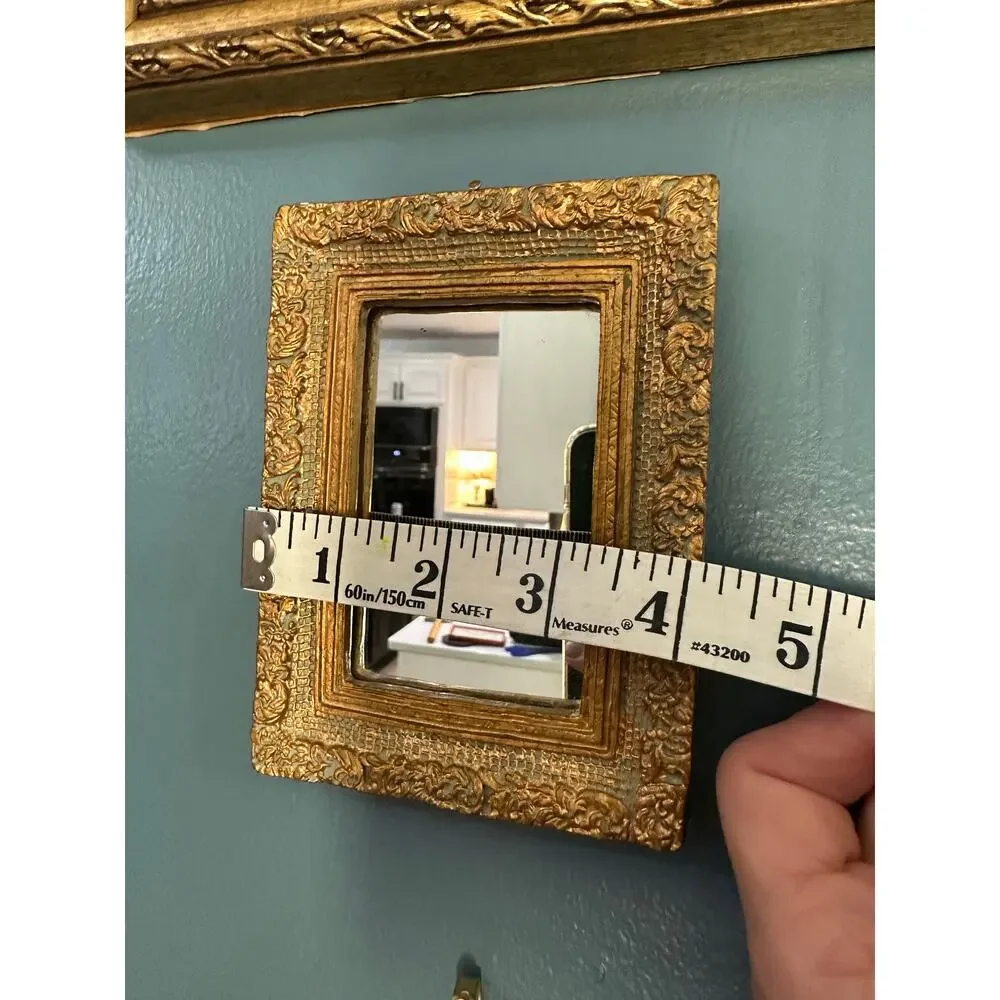 Vintage Ornate Gold Florentine Style Ornate Mini Square Mirror